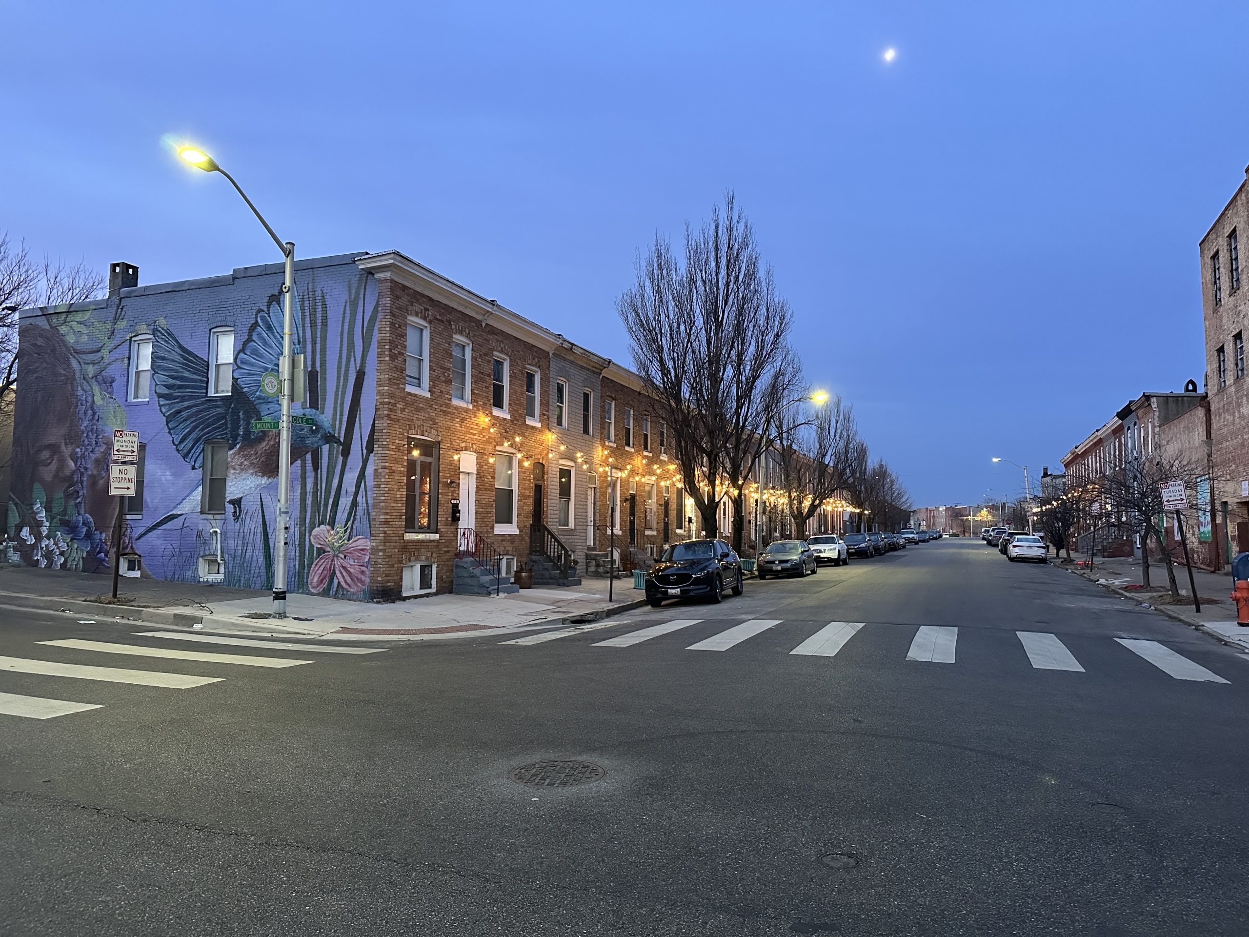 Southwest Baltimore neighborhood string lights